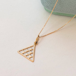Triangle Cut-Out Pendant Necklace | 9ct Gold | 18" Cable Chain | 1.7g