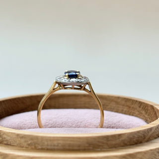 Sapphire Halo Diamond Engagement Ring