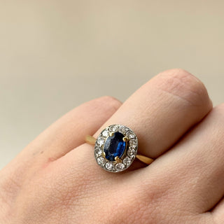 Sapphire Halo Diamond Engagement Ring