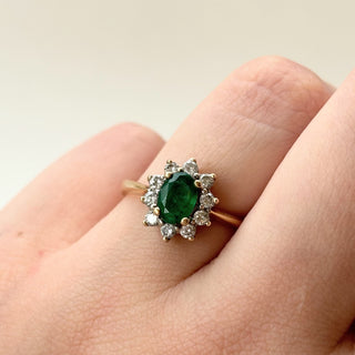 Emerald Cluster Engagement Ring