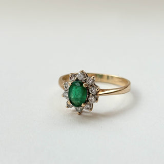 Emerald Cluster Engagement Ring