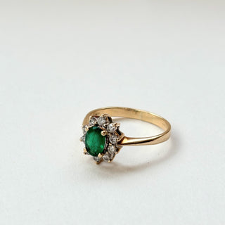 Emerald Cluster Engagement Ring