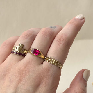 NEW Inne 9 carat recycled gold Claddagh, Made in Ireland, larger Size Q-U