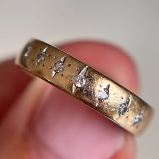 7-Stone Natural Diamond Band | 9ct Yellow &amp; White Gold | Size N½ | 2.5g