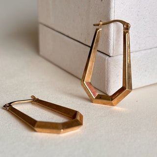 Geometric Oval Hoops | 9ct Gold | 30mm x 16mm | 2g