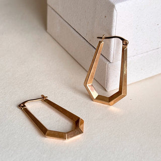 Geometric Oval Hoops | 9ct Gold | 30mm x 16mm | 2g