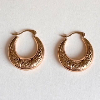 Celtic Engraved Chubby Hoops | 9ct Gold | 18mm | 1.2g