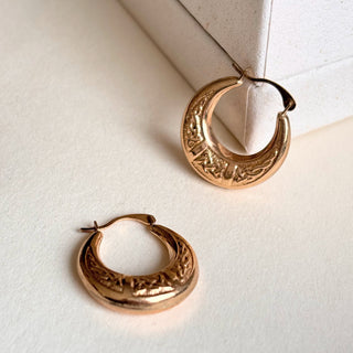 Celtic Engraved Chubby Hoops | 9ct Gold | 18mm | 1.2g