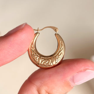 Celtic Engraved Chubby Hoops | 9ct Gold | 18mm | 1.2g