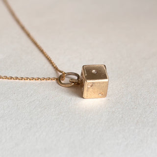 9ct Gold Dice | 9ct | 1.8g with Curb Chain | 3D Design