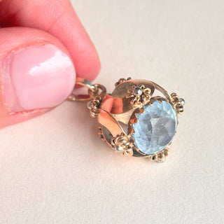 Baby Blue Stone Fob Pendant | 4.8g | White Gold Stud Detail