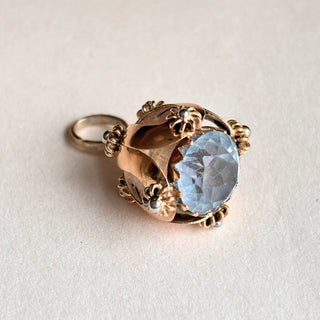 Baby Blue Stone Fob Pendant | 4.8g | White Gold Stud Detail