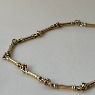 Unique Handmade 9ct Gold Bar Link Necklace – 17", 38g