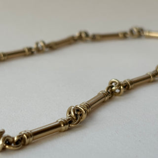 Unique Handmade 9ct Gold Bar Link Necklace – 17", 38g