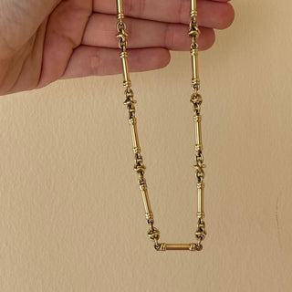 Unique Handmade 9ct Gold Bar Link Necklace – 17", 38g