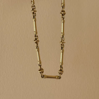 Unique Handmade 9ct Gold Bar Link Necklace – 17", 38g