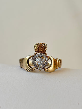 CZ Claddagh Ring | 9ct Gold | Size N 1/2 | 2.58g