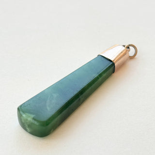 Jade Pendant with 9ct Gold Holder & Jumpring | 50mm x 15mm