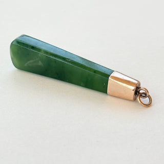 Jade Pendant with 9ct Gold Holder & Jumpring | 50mm x 15mm