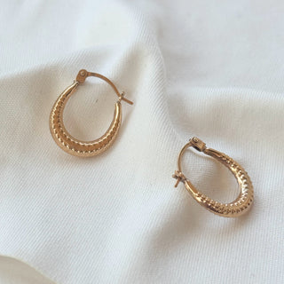 Tiny Textured Huggie Earrings | 9ct Gold | 8mm Diameter | 0.40g