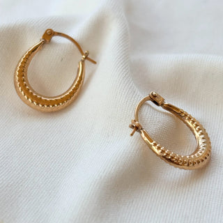 Tiny Textured Huggie Earrings | 9ct Gold | 8mm Diameter | 0.40g