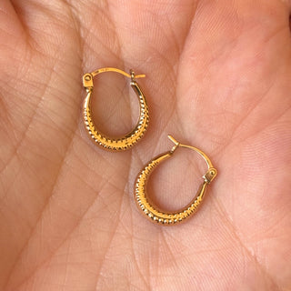 Tiny Textured Huggie Earrings | 9ct Gold | 8mm Diameter | 0.40g
