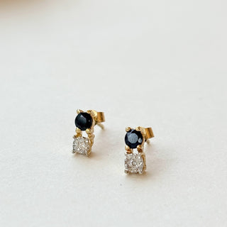 Diamond & Sapphire Earrings | 14ct Gold | Illusion-Set Diamonds