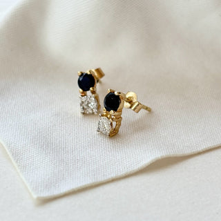 Diamond & Sapphire Earrings | 14ct Gold | Illusion-Set Diamonds