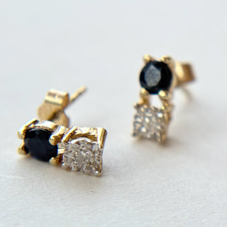 Diamond & Sapphire Earrings | 14ct Gold | Illusion-Set Diamonds