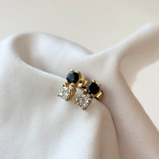 Diamond & Sapphire Earrings | 14ct Gold | Illusion-Set Diamonds