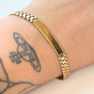 Identity Bracelet | 9ct Gold | 8.10g | 7.5" | Oyster Links | Heavy Lobster Clasp