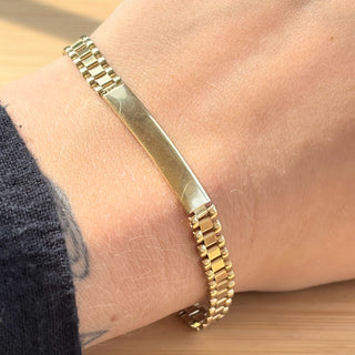 Identity Bracelet | 9ct Gold | 8.10g | 7.5" | Oyster Links | Heavy Lobster Clasp