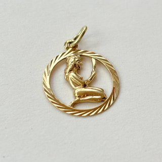 Virgo Medallion Necklace | 14ct Gold Pendant | 18" 9ct Flat Curb Chain | 2.91g Total