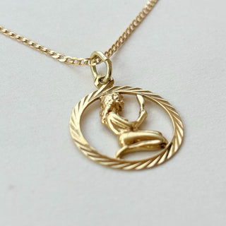 Virgo Medallion Necklace | 14ct Gold Pendant | 18" 9ct Flat Curb Chain | 2.91g Total