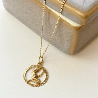 Virgo Medallion Necklace | 14ct Gold Pendant | 18" 9ct Flat Curb Chain | 2.91g Total