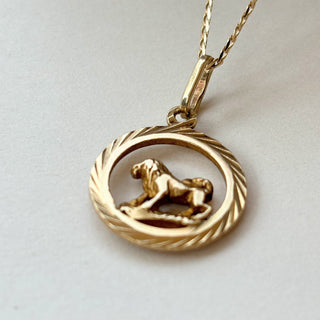 Leo Medallion Pendant Necklace | 14ct Gold Pendant 2.71g | 18" 9ct Flattened Curb Chain | 4.30g Total | 3D Sculpted Lion Design