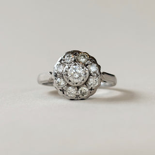 Serious Round Diamond Cluster Ring | 18ct White Gold | 4.9g | Size N½