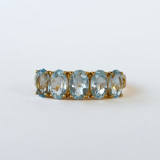 Five-Stone Blue Topaz | 9ct Gold | Blue Topaz | 2.53g | Size P