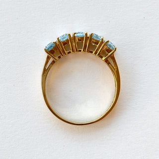 Five-Stone Blue Topaz | 9ct Gold | Blue Topaz | 2.53g | Size P