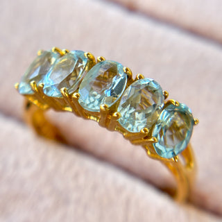 Five-Stone Blue Topaz | 9ct Gold | Blue Topaz | 2.53g | Size P