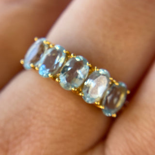 Five-Stone Blue Topaz | 9ct Gold | Blue Topaz | 2.53g | Size P