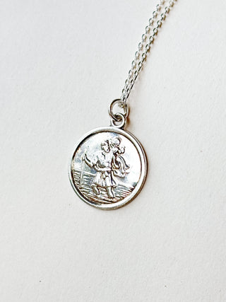 Round St. Christopher Medal Pendant | Sterling Silver | 2.07g