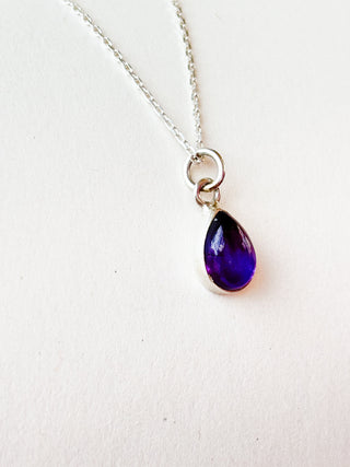 Teardrop Amethyst Cabochon Pendant | Sterling Silver | 1.04g