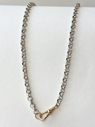 Rolo Link Chain with Gold Albert Swivel Clasp | Sterling Silver & 9ct Gold | 28.85g