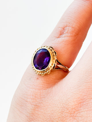 Amethyst Signet Ring with Rope Edge | 9ct Gold | 2.99g | Size K