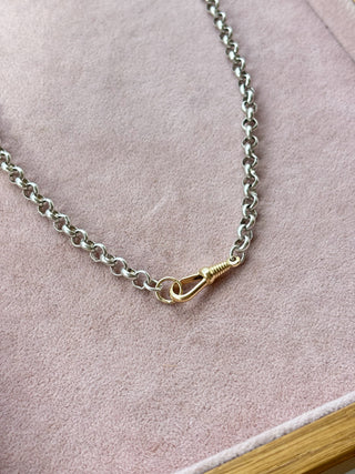 Rolo Link Chain with Gold Albert Swivel Clasp | Sterling Silver & 9ct Gold | 28.85g