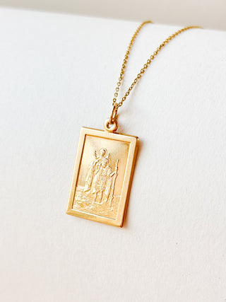 Large Rectangular St. Christopher Medal Pendant | 9ct Gold | 2.91g | 24mm x 16mm