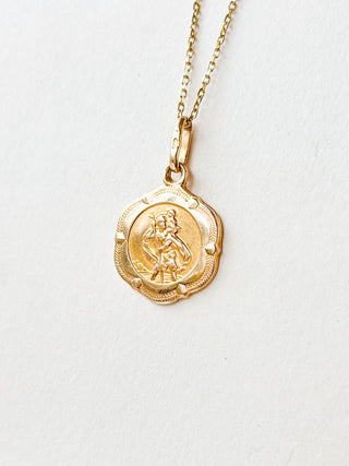 Hexagonal St. Christopher Medal Pendant | 9ct Gold | 0.85g