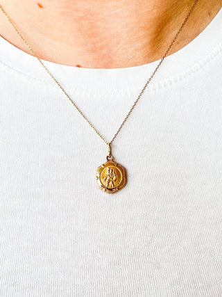 Hexagonal St. Christopher Medal Pendant | 9ct Gold | 0.85g