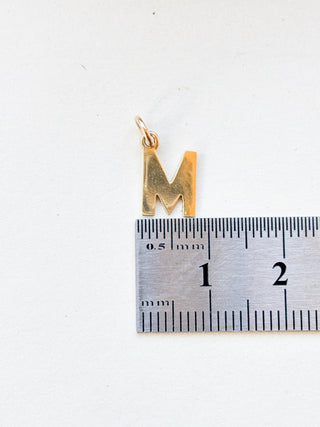 M Initial Pendant with Corner Jump Ring | 9ct Gold | 0.49g